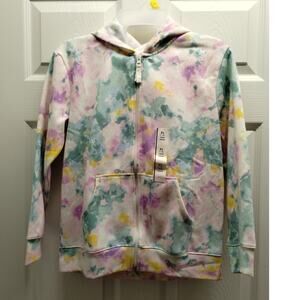 Cat & Jack Girls Size XL (14) Multicolor Pastel Tie Dye Hooded Zip-Up Jacket NWT